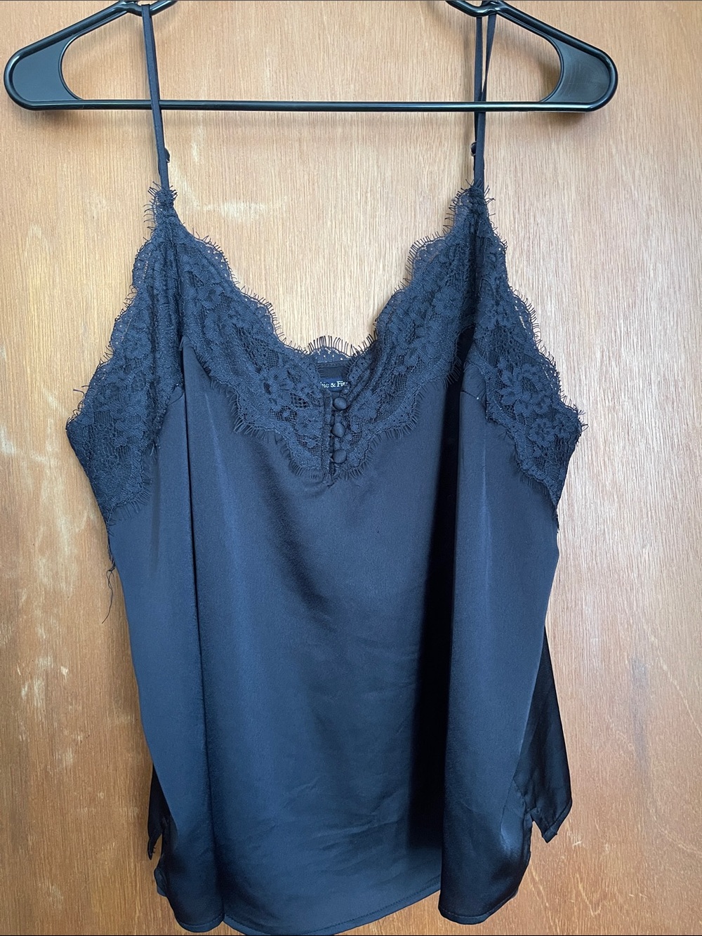 Abercrombie And Fitch Black Lace Trim Satin Cami Top - Women